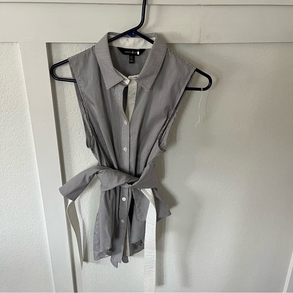 Karen Millen Women's 8 Striped Business Casual Tank Top.